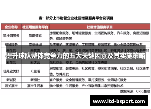 提升球队整体竞争力的五大关键因素及其实施策略