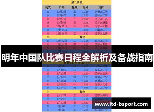 明年中国队比赛日程全解析及备战指南